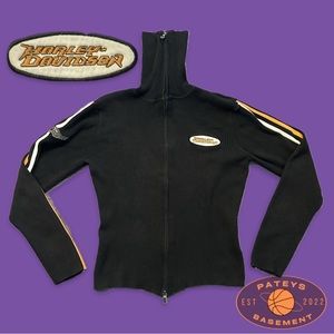 Vintage Harley-Davidson Turtle Neck Black Full-Zip Sweater